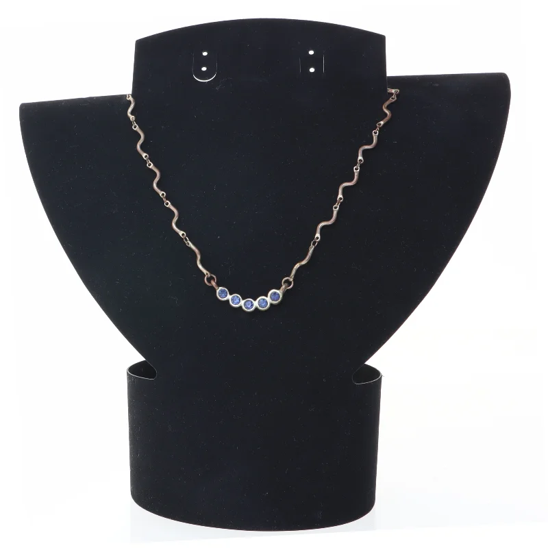 Halskæde med blå sten (str. 37 cm)