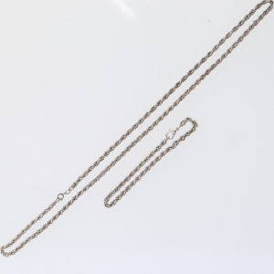Smykkesæt med sølvhalskædeog armbånd (str. Armbånd, 20 cm halskæde, 60 cm)