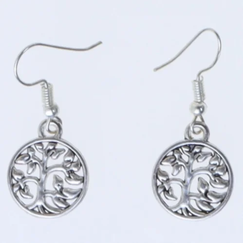 Runde sølvøreringe med livstræ (str. 3,5 cm)