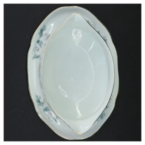 Porcelæns saucesæt med blomstermotiv (str. 21,5 cm)