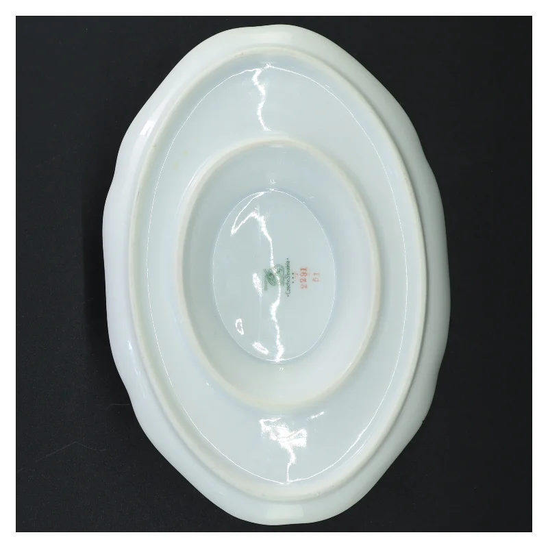 Porcelæns saucesæt med blomstermotiv (str. 21,5 cm)