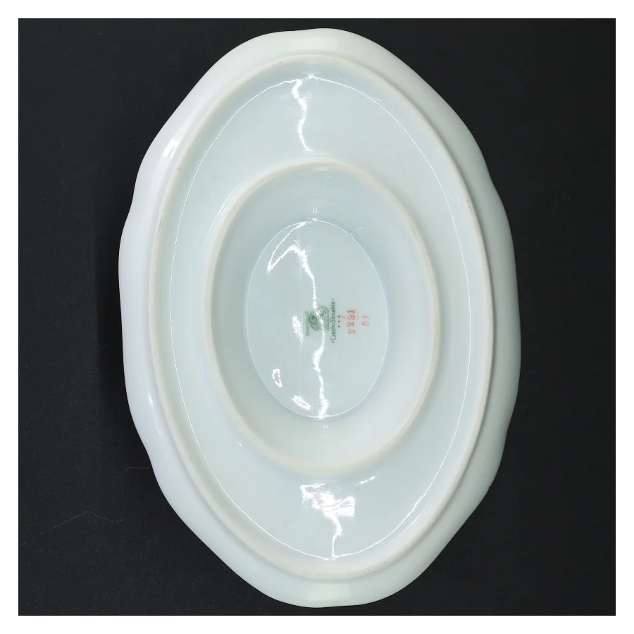 Porcelæns saucesæt med blomstermotiv (str. 21,5 cm)