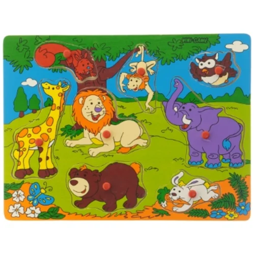 Træpuslespil med dyremotiver (str. 30 x 22 cm)