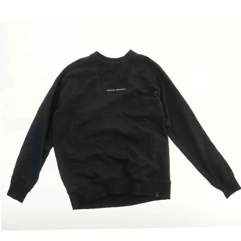 Sort sweatshirt med flersproget tekst (str. XS)