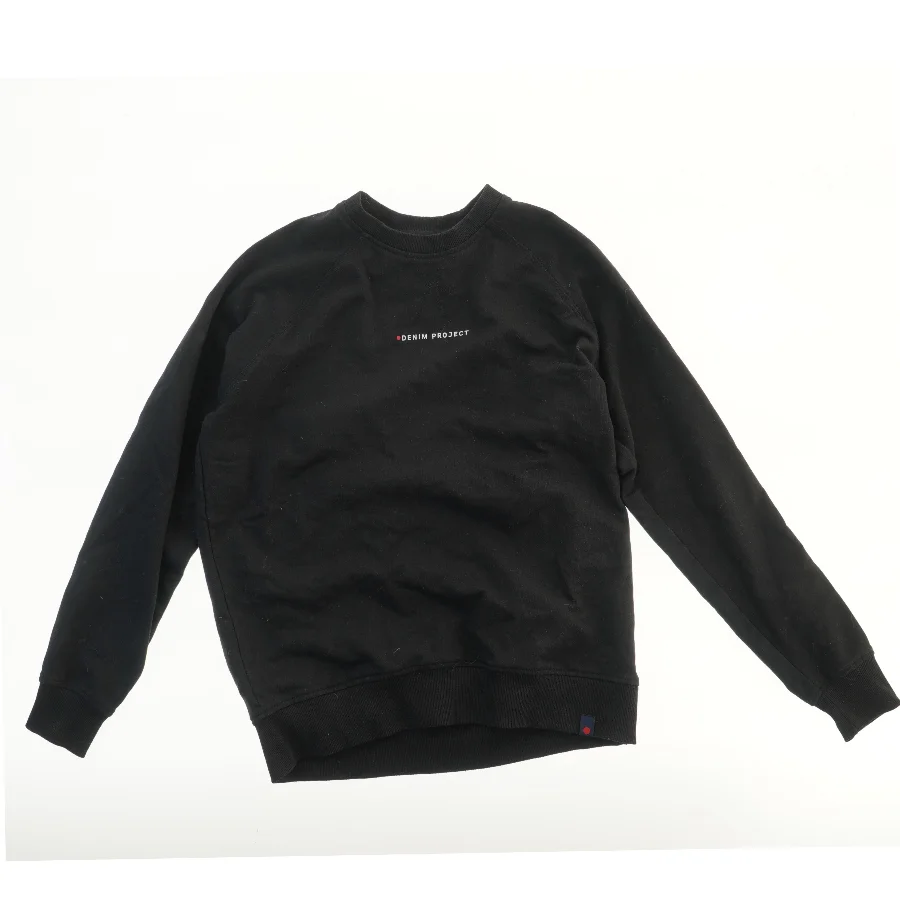 Sort sweatshirt med flersproget tekst (str. XS)