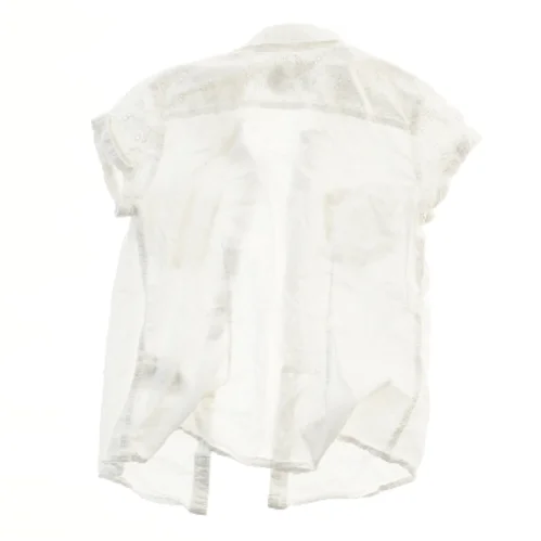 Hvid kortærmet skjorte med broderi fra H&M (str. 146)