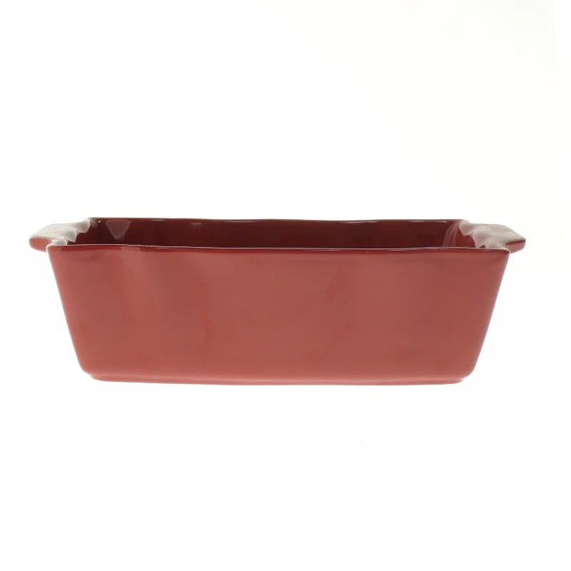 Rødt keramik fad (str. 7,5x24x16 cm)
