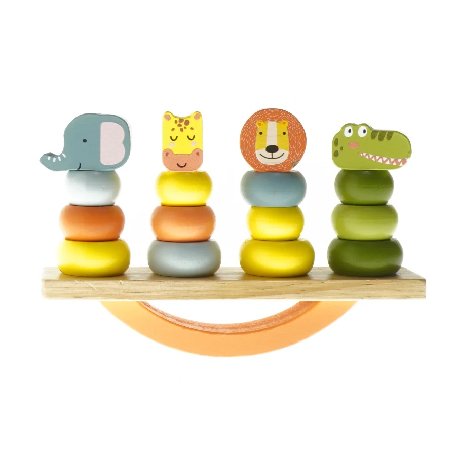 Trælegetøj med dyrefigurer (str. 22x12 cm)