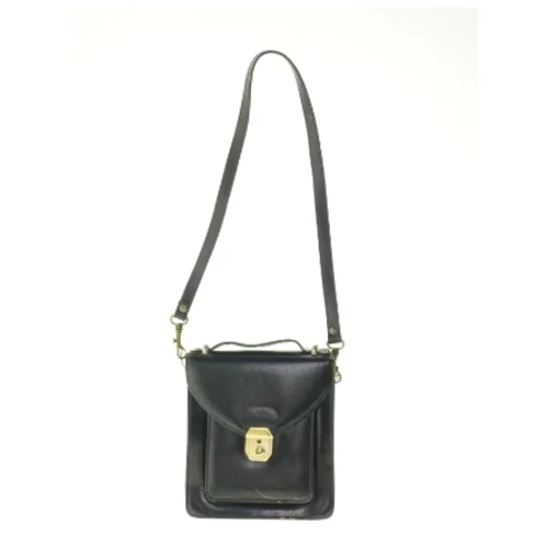 Sort skuldertaske i læder (str. 21 x 23 cm)