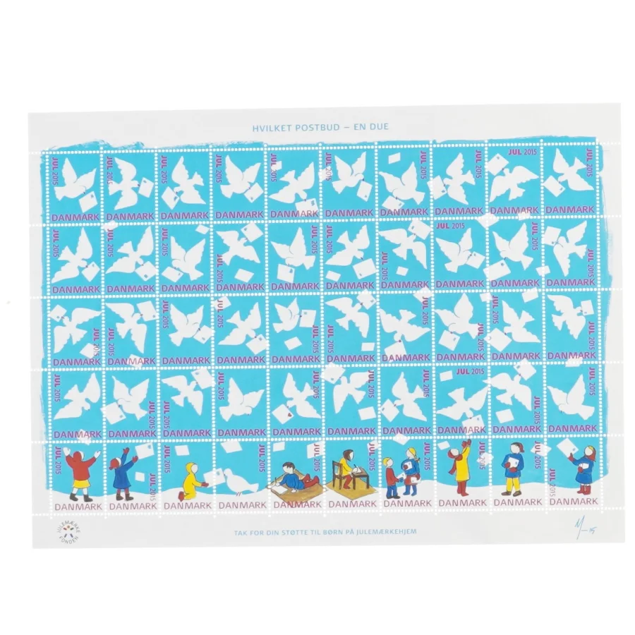 Frimærkeark med julemotiver (str. 25,5x19 cm)