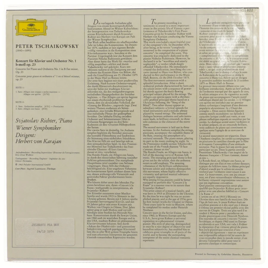 Tchaikovsky Klaverkoncert Nr. 1 vinyl