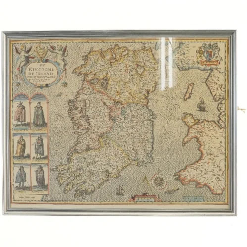 Kort over Irland i ramme (str. 55x43,5 cm)