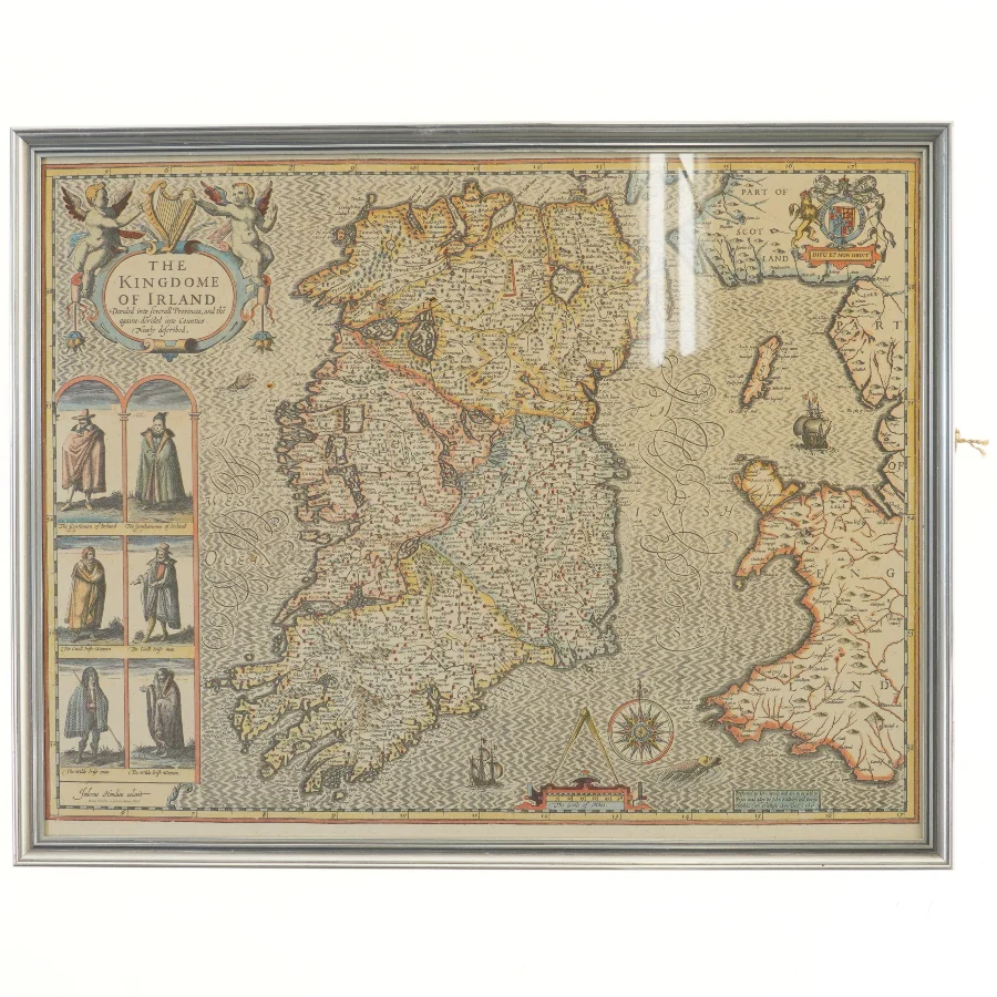 Kort over Irland i ramme (str. 55x43,5 cm)