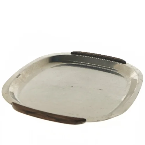 Serveringsbakke med træhåndtag fra Lundtofte (str. 37x26 cm)