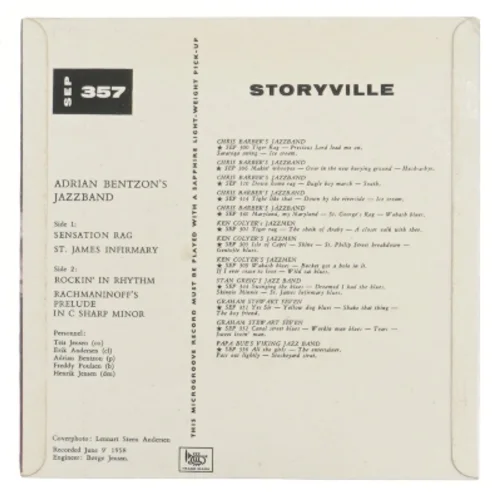 Adrian Bentzons Jazzband Vol 2 LP