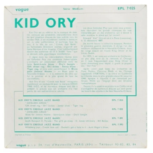 Kid Ory Jazz EP fra vogue