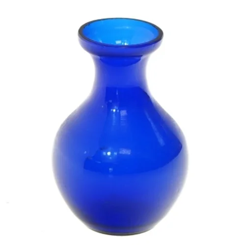 Lille blåt glasvase (str. 9 cm)