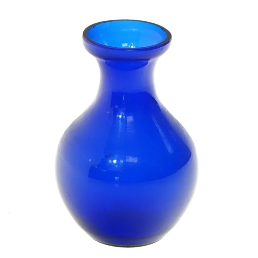 Lille blåt glasvase (str. 9 cm)