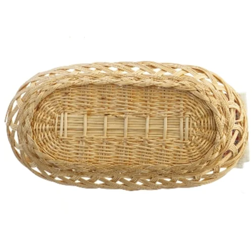 Flettet brødkurv med stof (str. 35x18,5 cm)