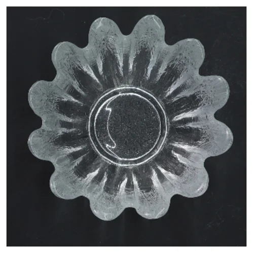 Glasblomst skål (str. Ø 13,5 cm længde 9 cm)