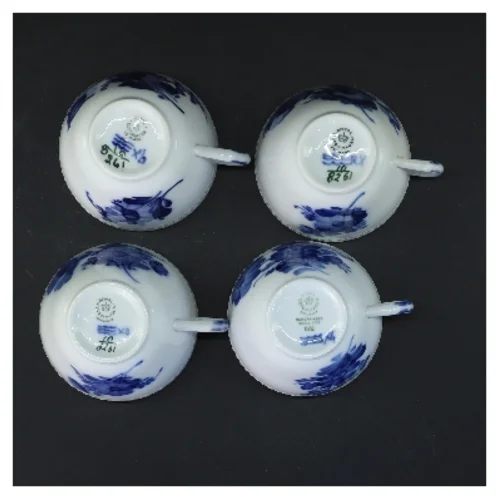 4 kopper med blå blomst motiv fra Royal Copenhagen (str. 4 stk Ø 8,5 cm)