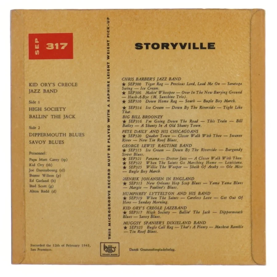 Kid Ory's Creole Jazzband LP