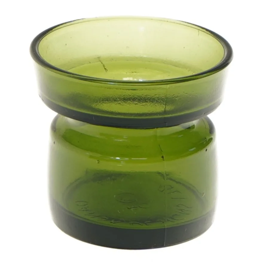 Grøn glas vase (str. Ø 7,5 cm længde 6,5 cm)