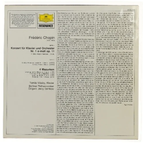 Frederic Chopin Klaverkoncert Nr.1 e-moll LP