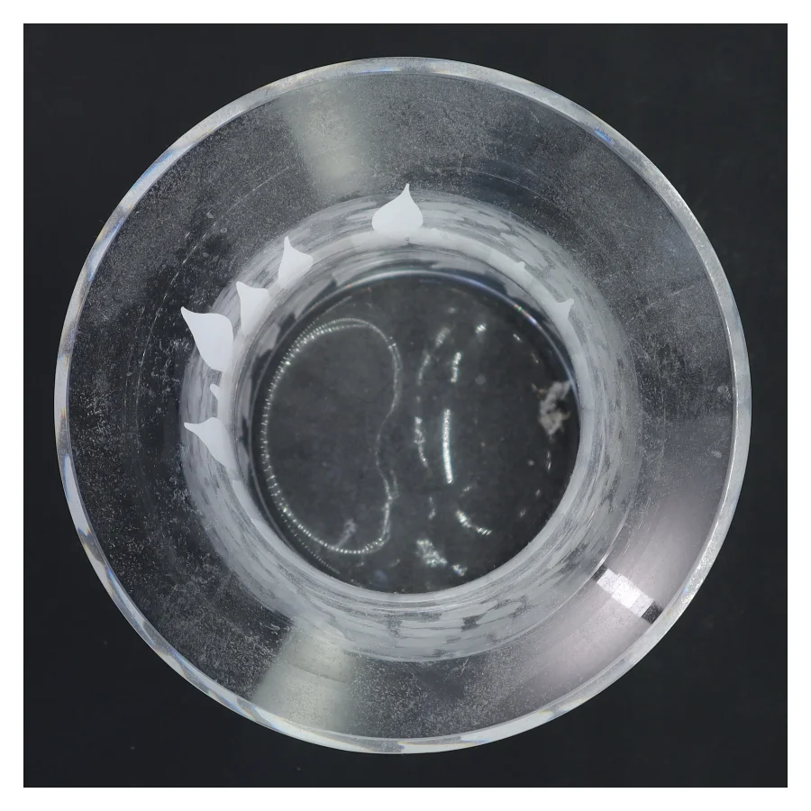 Glasvase med hvidt mønster (str. Ø 15 cm længde 21,5 cm)