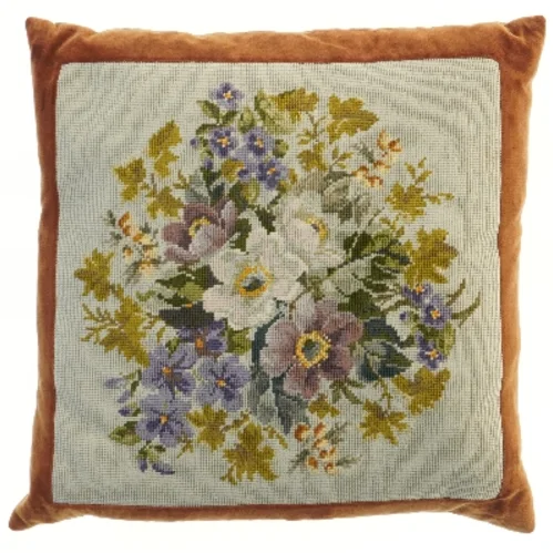 Broderet pude med blomsterdesign (str. 40x42 cm)