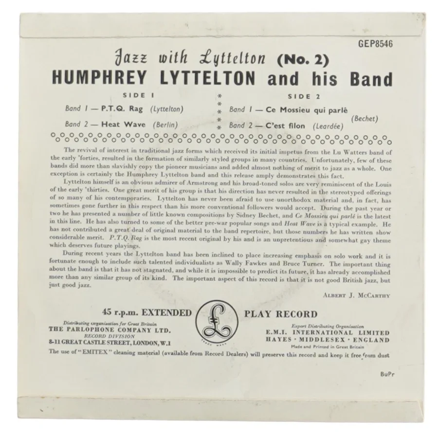 Vinylplade: Jazz with Lyttelton