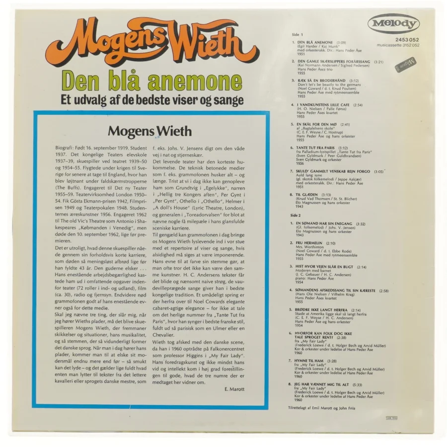 Den blå anemone LP fra Melody