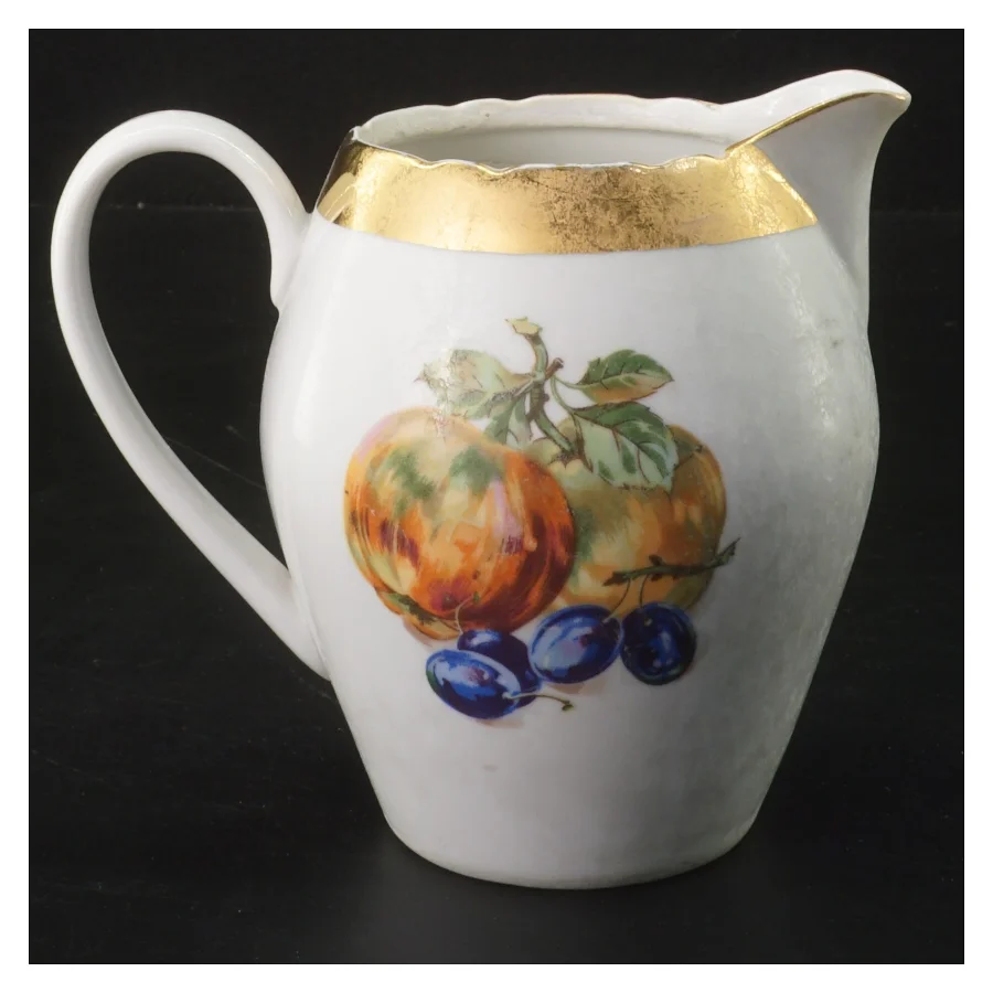 Porcelænskande med frugtmotiv (str. 12 cm)