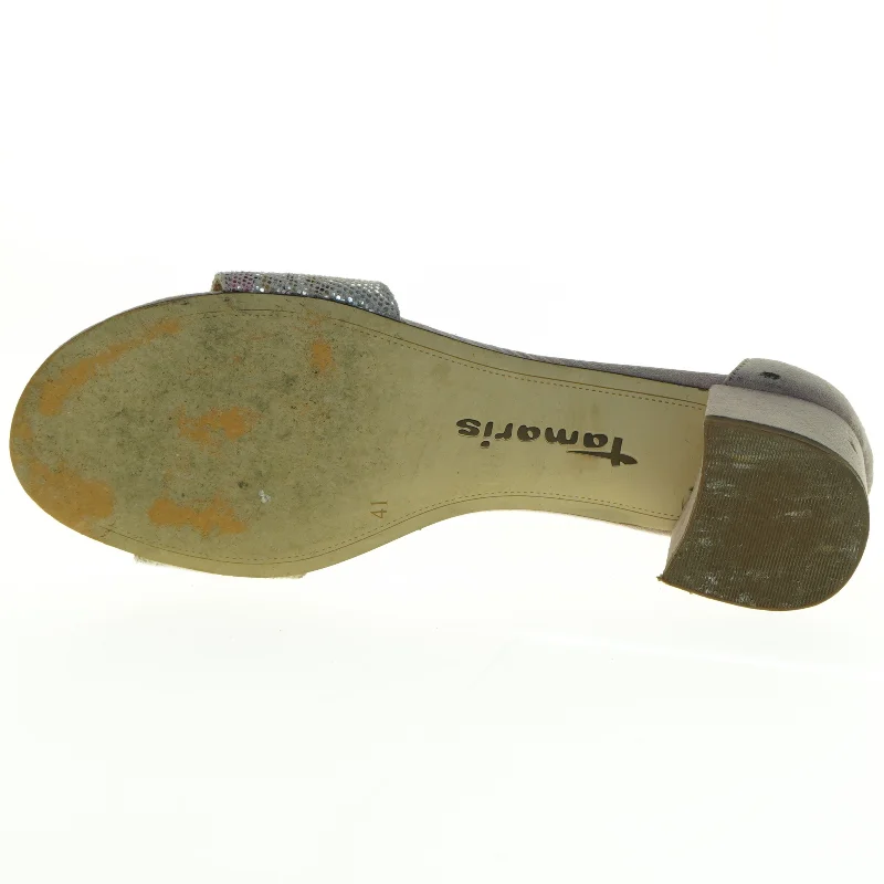 Grå Tamaris sandaler med hæl og glimmerdetalje fra Tamaris (str. 41)