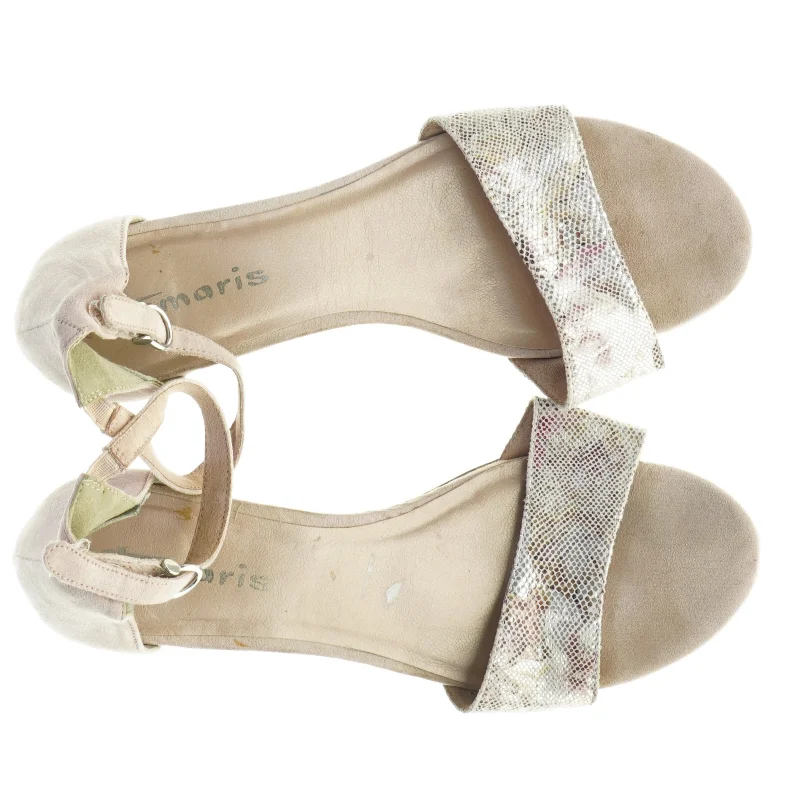 Grå Tamaris sandaler med hæl og glimmerdetalje fra Tamaris (str. 41)