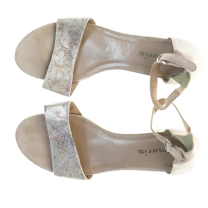 Grå Tamaris sandaler med hæl og glimmerdetalje fra Tamaris (str. 41)