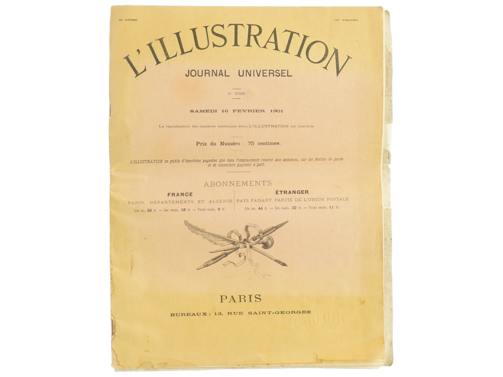 Gammel avis 'L'Illustration' fra 1901 (str. 41 x. 32 cm)