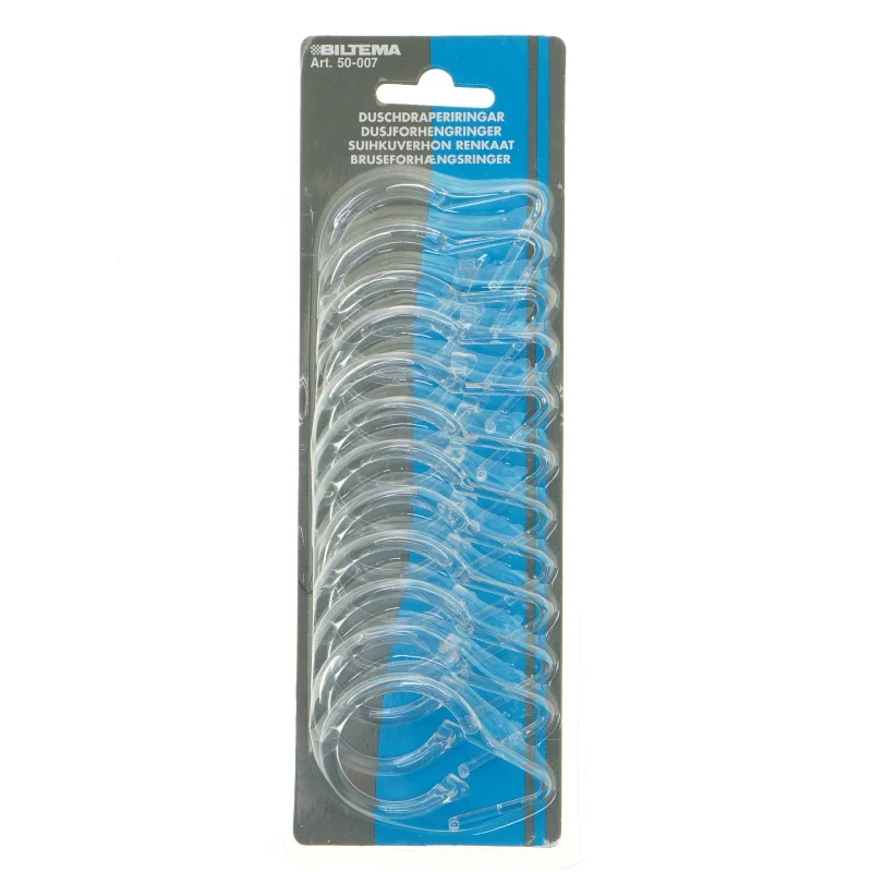 Gennemsigtige ringe tll bruseforhæng fra Biltema (str. 7 x 5 cm)