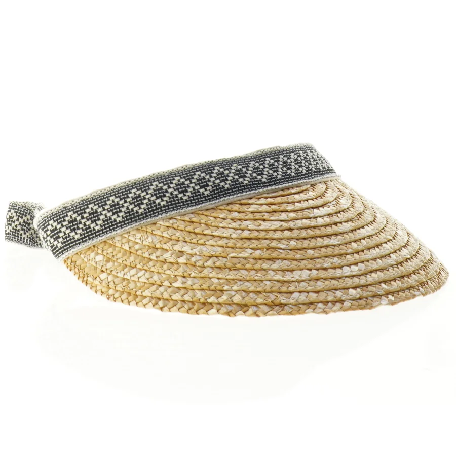 Flettet solhat med bindebånd (str. 27 x 22 cm)