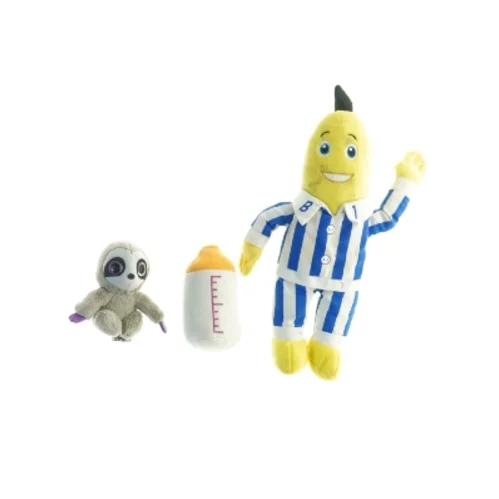 Bananer i Pyjamas, blød sutteflaske og lille dovendyr/abe (str. 24 x 11 cm til 8 x, 5 cm)