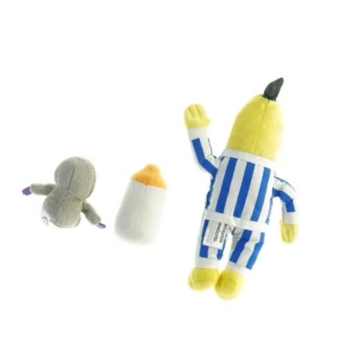 Bananer i Pyjamas, blød sutteflaske og lille dovendyr/abe (str. 24 x 11 cm til 8 x, 5 cm)