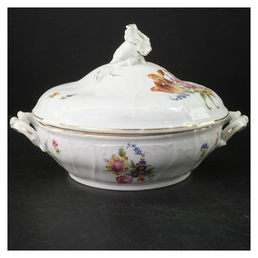 Porcelænssuppegryde med låg fra H&C (str. Ø 22,5 cm)