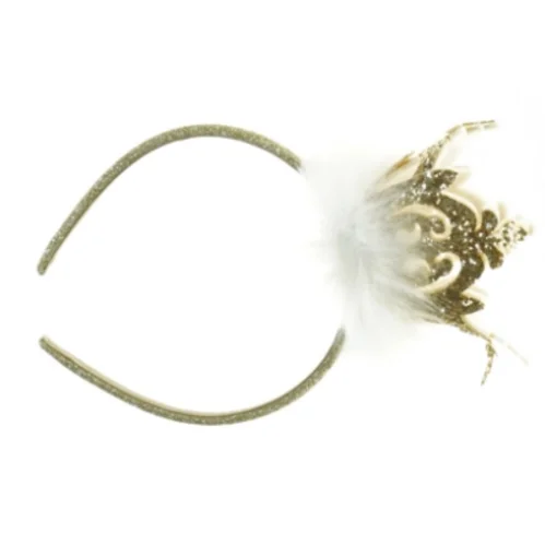 Prinsesse krone Glitrende hårbøjle med fjer og juveldekoration