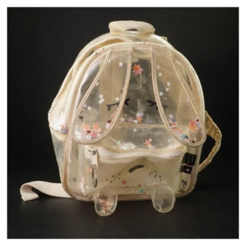 Gennemsigtig rygsæk med glitter og mønster fra Zara (str. 29 x 23 cm)