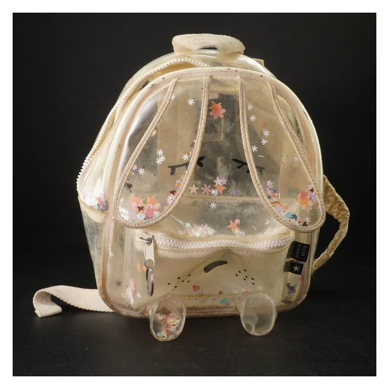 Gennemsigtig rygsæk med glitter og mønster fra Zara (str. 29 x 23 cm)