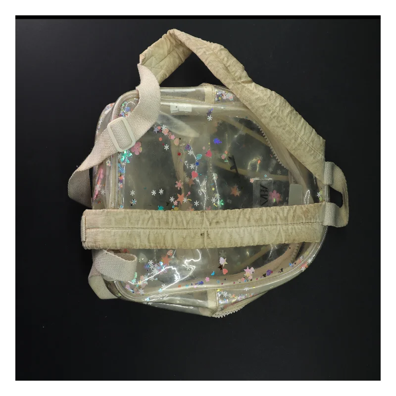 Gennemsigtig rygsæk med glitter og mønster fra Zara (str. 29 x 23 cm)