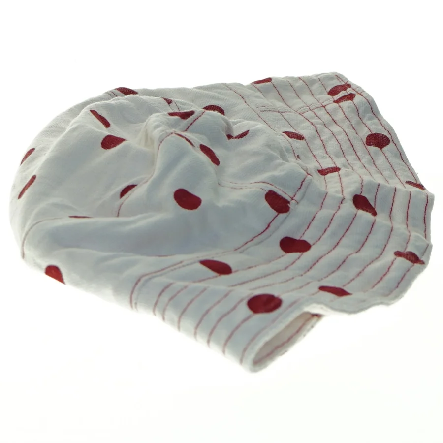 Hvid bølle hat med røde prikker (str. Ø. 24 cm)
