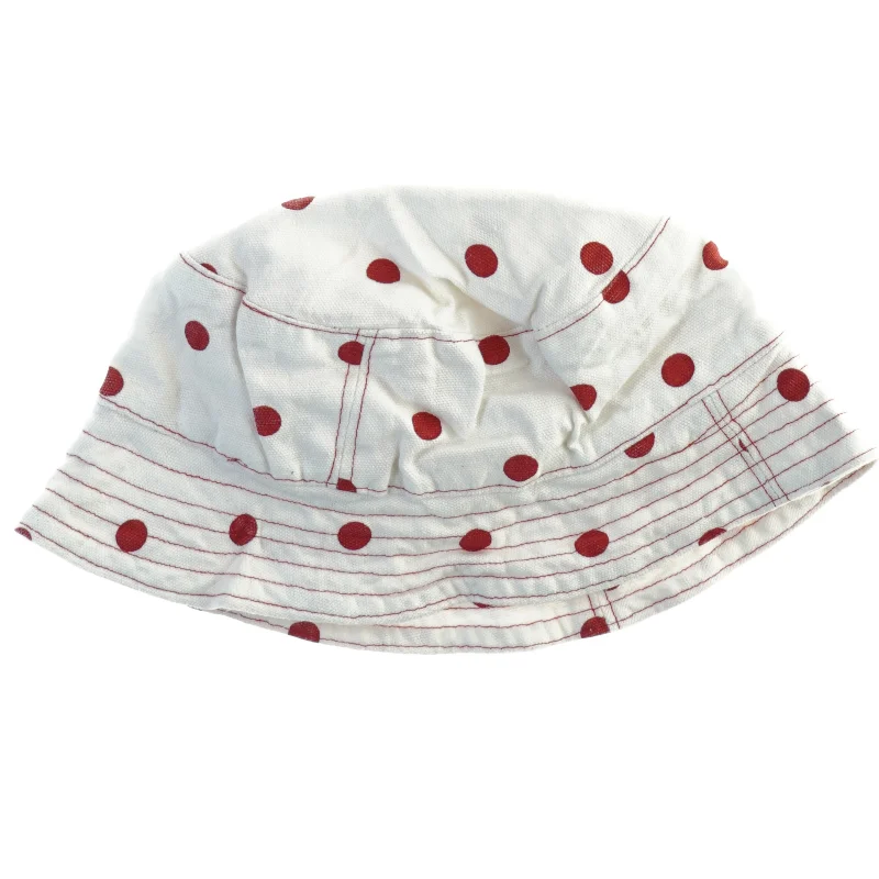 Hvid bølle hat med røde prikker (str. Ø. 24 cm)