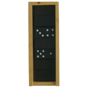 Dominospil i trækasse (str. 17,5 x 6 cm)