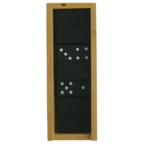 Dominospil i trækasse (str. 17,5 x 6 cm)